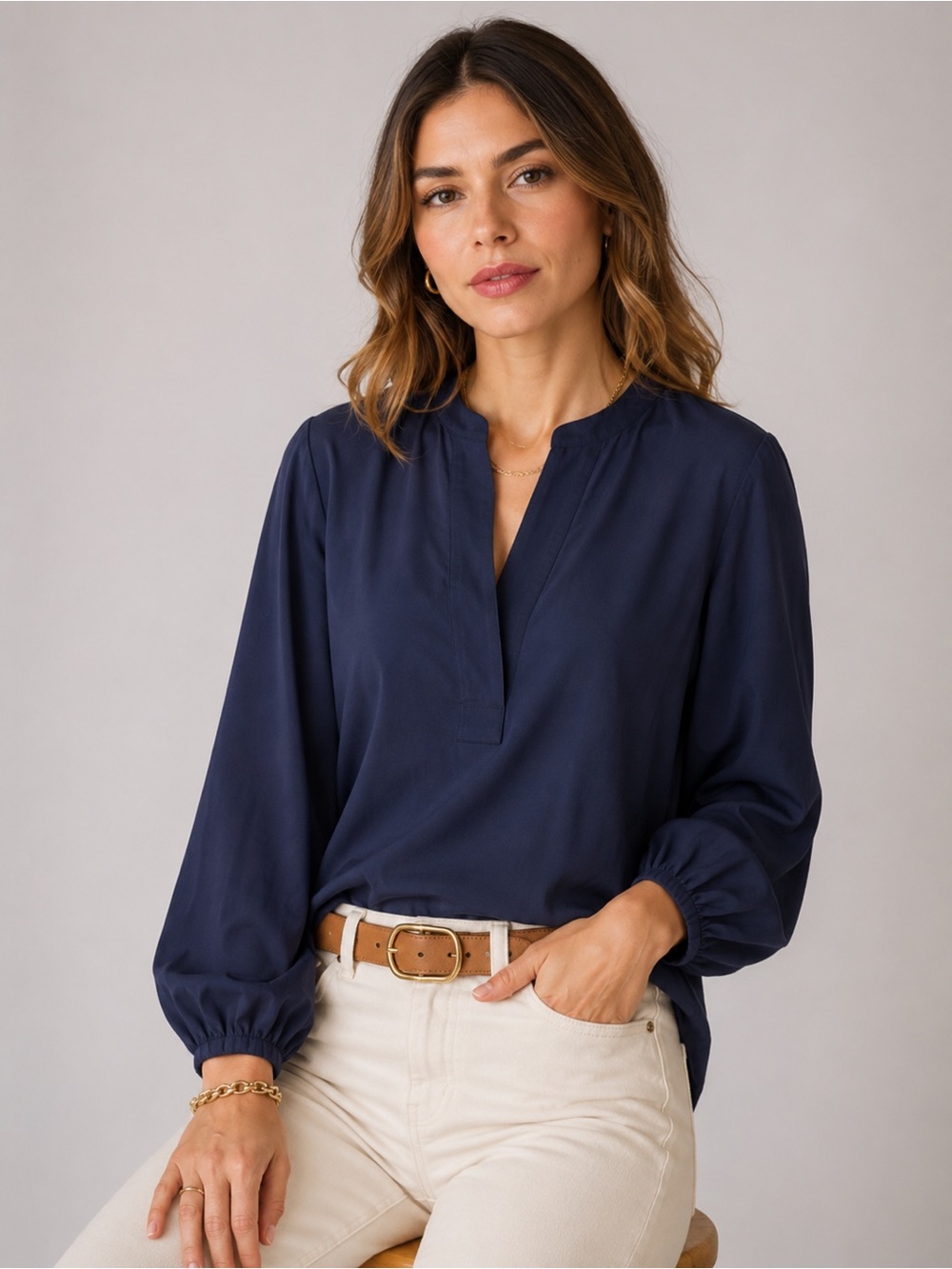 Madewell V-Neck Long-Sleeve Top